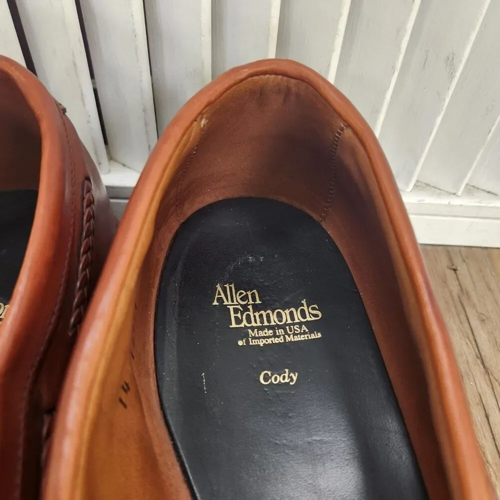 Allen Edmonds Cody Chili Weave Loafers Mens Sz 14 B Brown Leather Kiltie Tassel